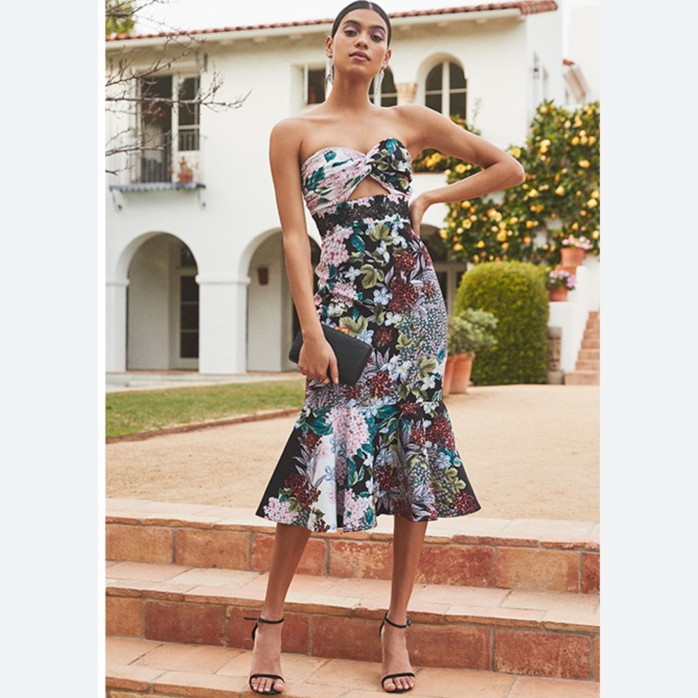 KEEPSAKE the Label Lost Dreams Midi Multicolor Strapless Size XS